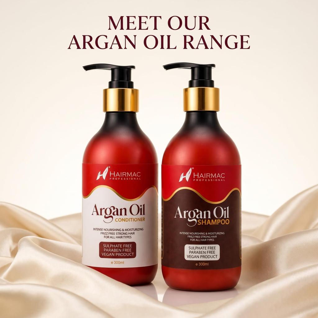 HAIRMAC Argan Nourish Duo – Argan Oil Shampoo + Conditioner | Deep Nourishment & Smooth, Shiny Hair