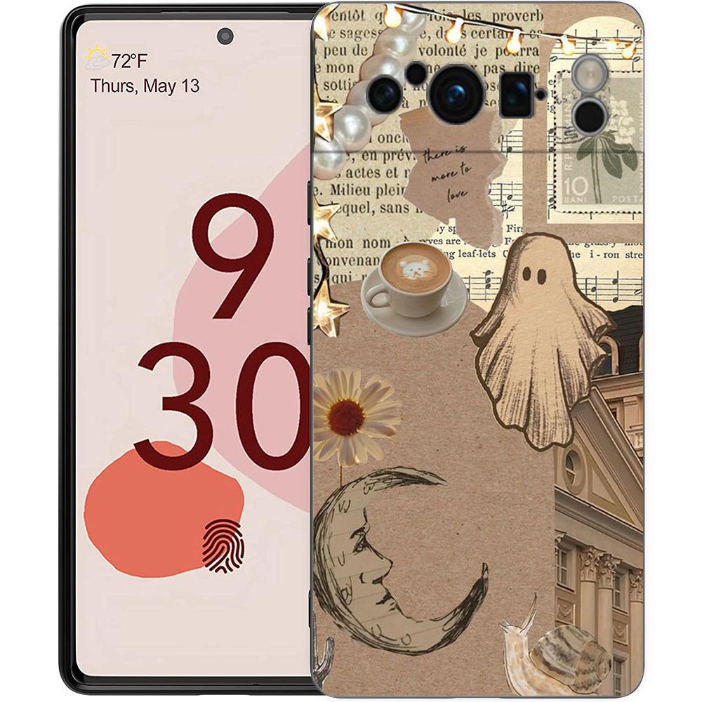 Etui na telefon Google Pixel 8 A 7 6 Pro 6A 5G Czarne miękkie odporne na wstrząsy tylne etui silikonowe TPU Shell Coque Cute Little Ghost