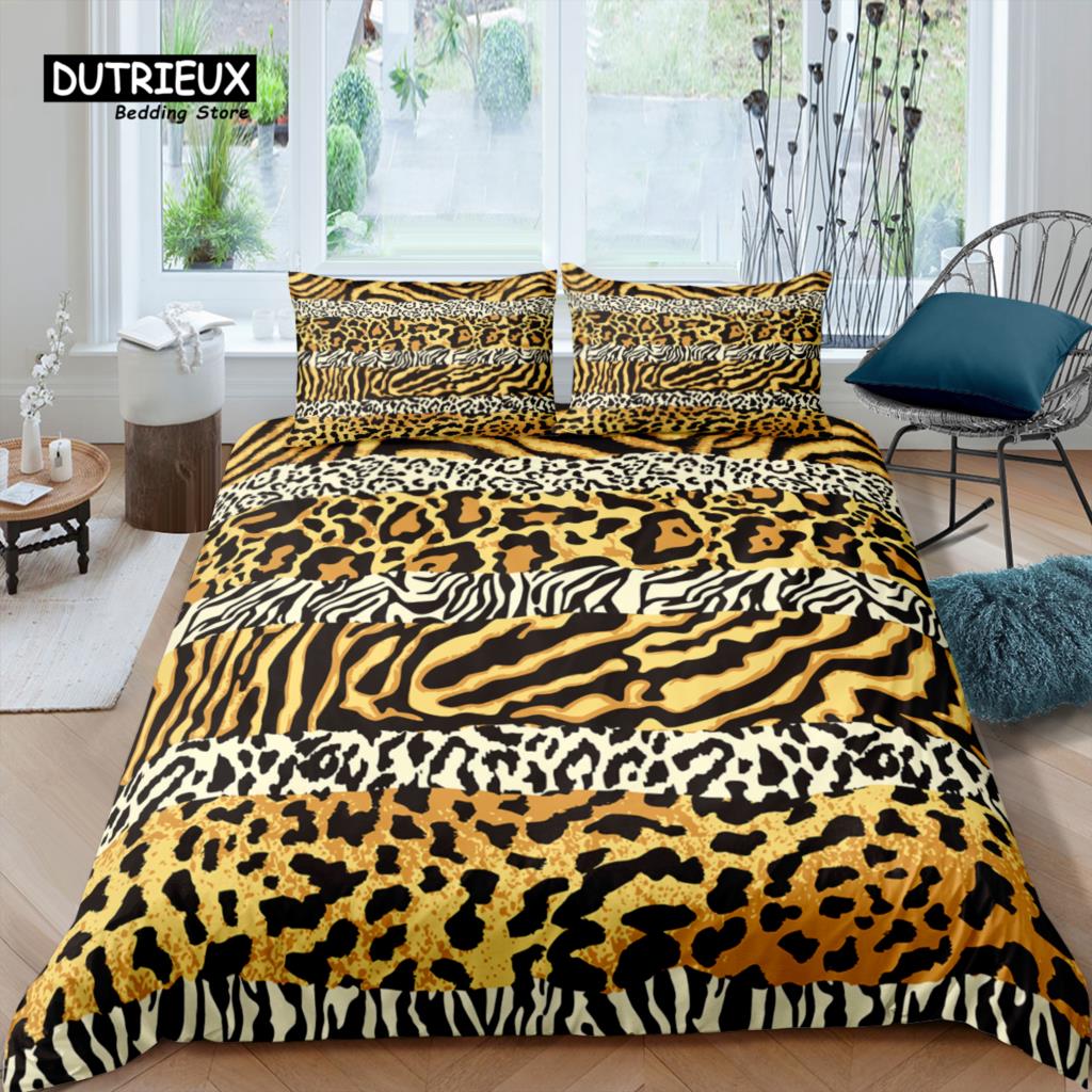 Home Living Luxury 3D Leopard Bedding Set Duvet Cover Pillowcase Kids Bedding Set Queen and King EU/US/AU/UK Size