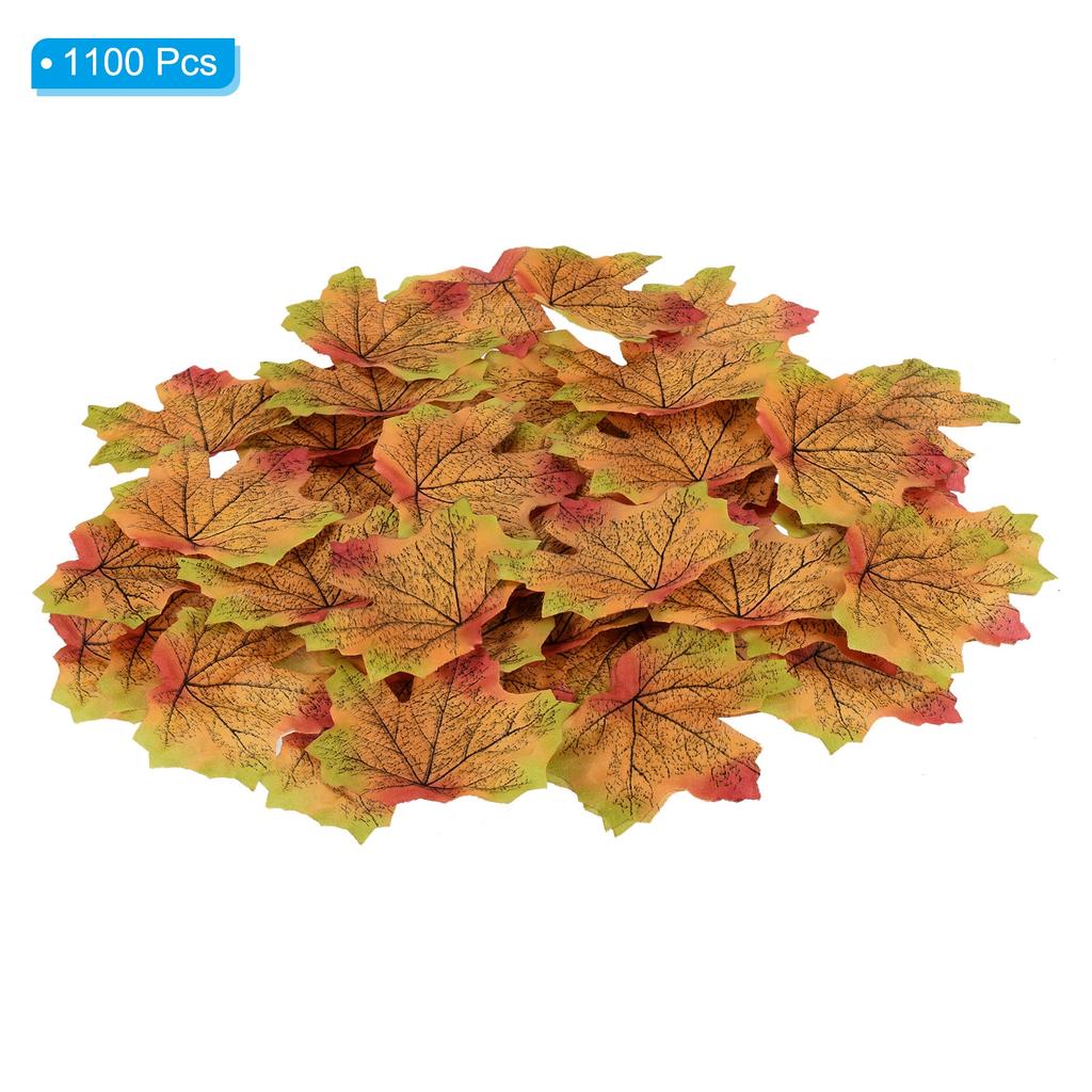 Artificial Leaves, 400/1100 Pcs Fall Maple Autumn Fake Leaf for Wedding Party Thanksgiving Halloween Decoration, Gold