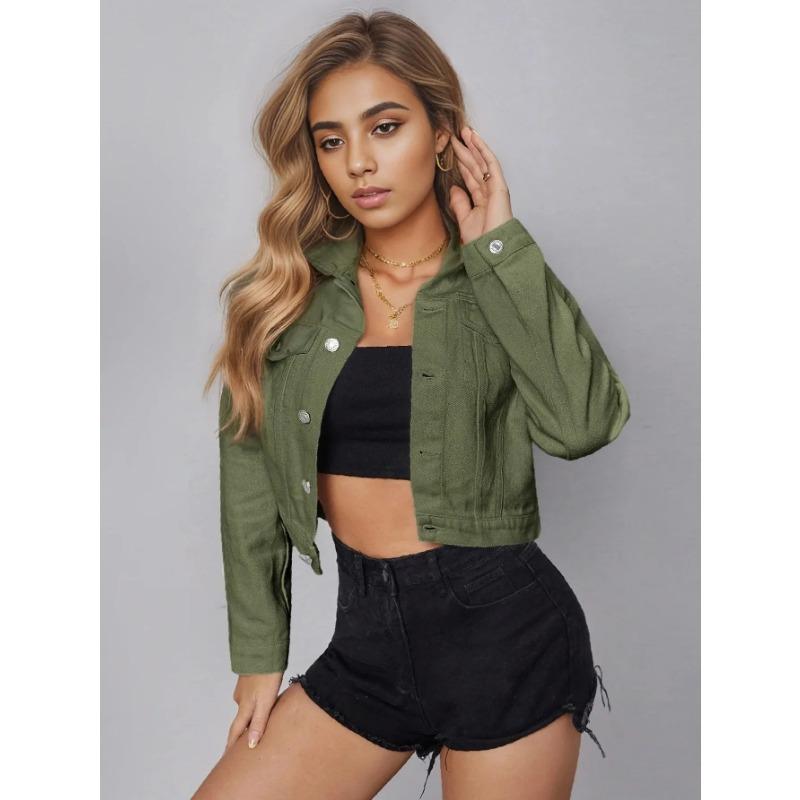 Damen Jeansjacken Neue Oberbekleidung Vintage Revers Amerikanischer Retro Herbst Einreihig Knopf Schlichter Mantel Kurzgeschnittene Jeans Strickjacke