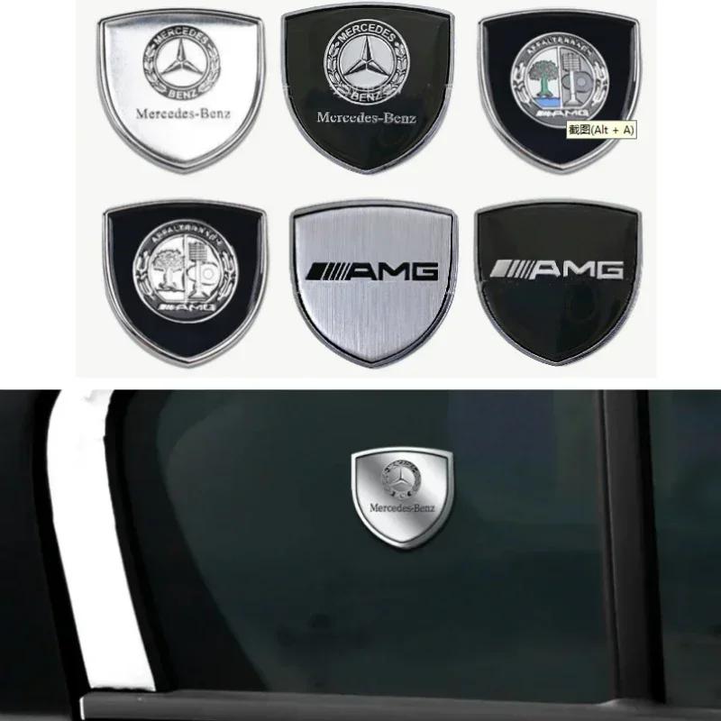 Jbfd2 2pcs Is Suitable for Mercedes-Benz AMG Badge W204 W213 W212 W205 W211 W176 C300 3D Stereo Metal Window Logo Decorative Sticker.