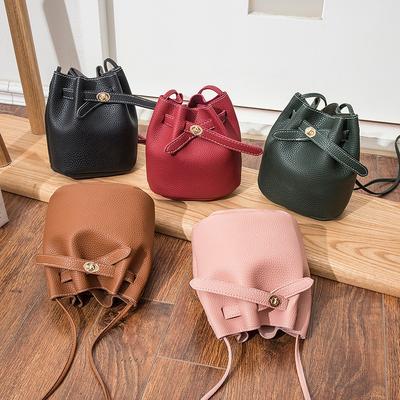 Tide Mini Bucket Women's Bag Fashion Casual Lychee Pattern Crossbody Shoulder Bag