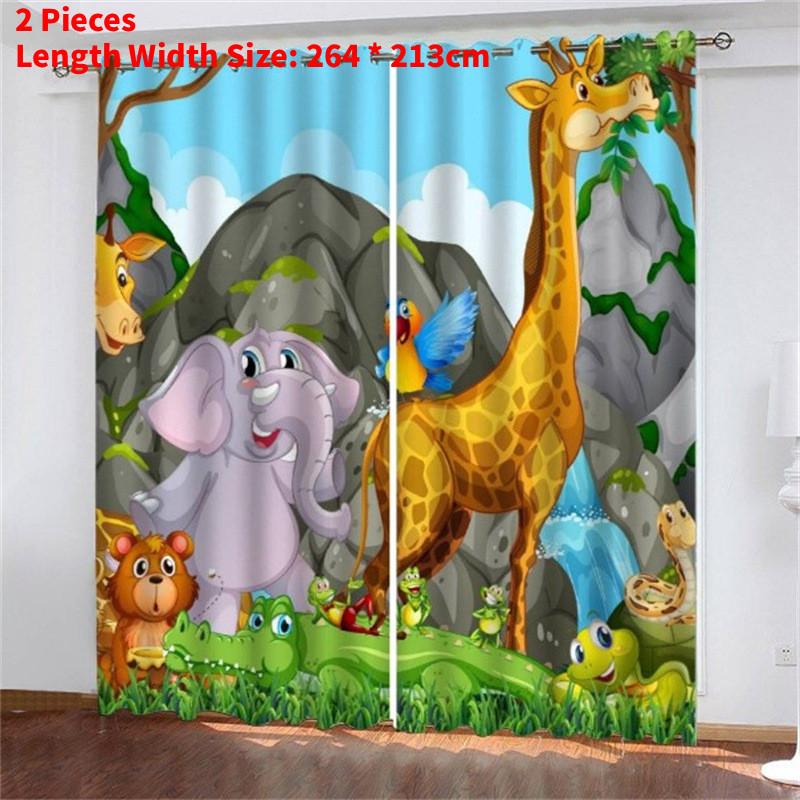Zoo Curtain Forest Cartoon Children 3d Digital Printing Lightblocking Curtain