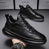 Autumn and Winter Velvet Warm Fashion Real Microfiber Men's Casual Leather Shoes Non-slip Kitchen Shoes Trendy Shoes Sports Board Shoes