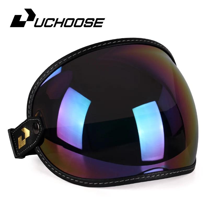 Uchoose Adatta a Tutti Casco Integrale Mezzo Casco Moto Vintage Retro Scudo Bolla Visiera Lente Occhiali da Sole Occhiali Accessori