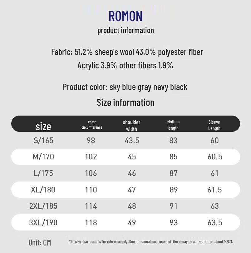 ROMON E Men's Wool Blend Mid-Length Overcoat