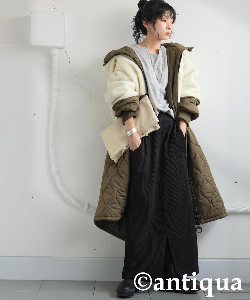 antiqua Oni Waffle Long Regular Size Skirt, Women's, 05, Black, NA-00509