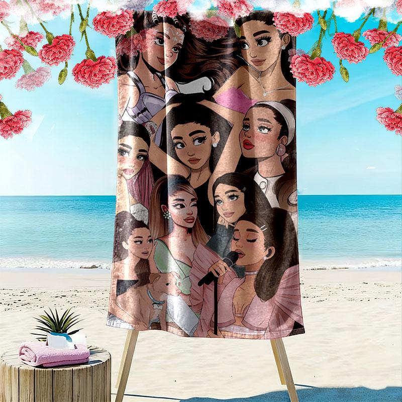 Ariana Grande Green Print Beach Towel, Large Soft Quick Dry Towel for Beach Camping Swimming