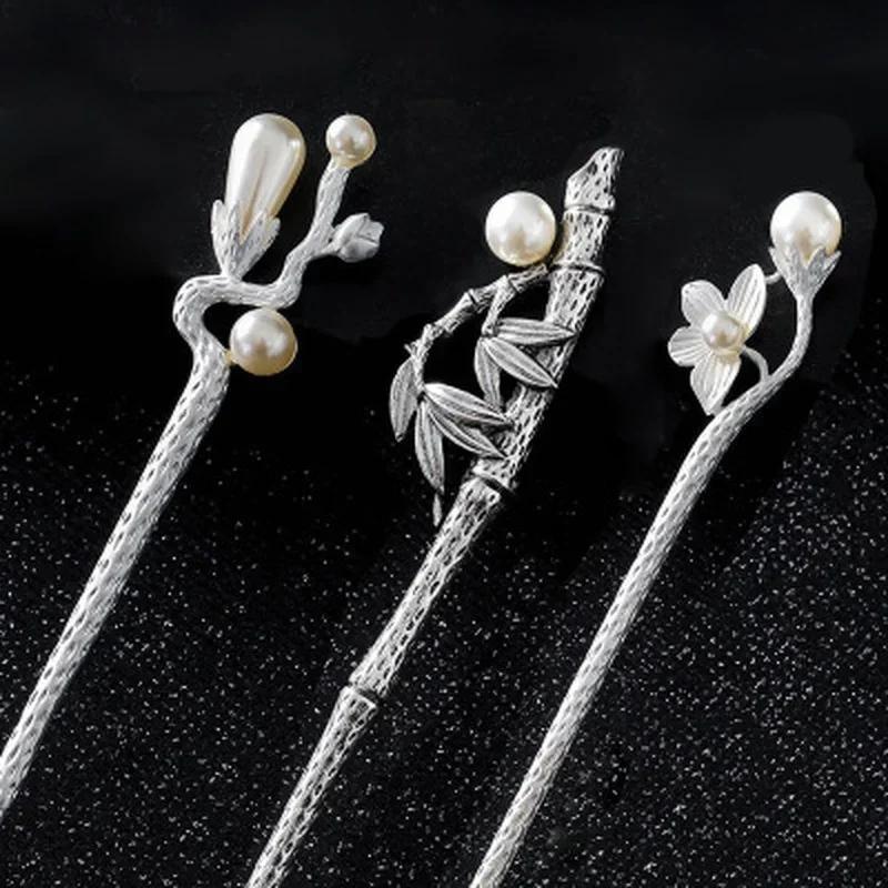 1 Pcs Retro Women's Hair Clip Chinese Style Imitation Pearl Hairpin With Chinese Elements Girls Elegant Sweet Accessories