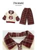 Girls' 2025 Fashion Spring & Autumn Outfit - Red Plaid Two-in-One Set for Toddlers