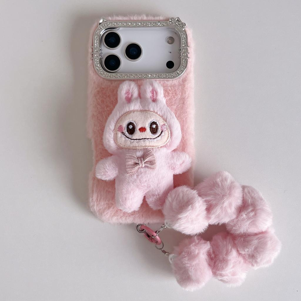 Peluche Autunno e Inverno Adatto per Custodia Telefono Cellulare Apple 17 IPhone16promax Tessuto Labu 15 Cordoncino Carino Custodia Protettiva