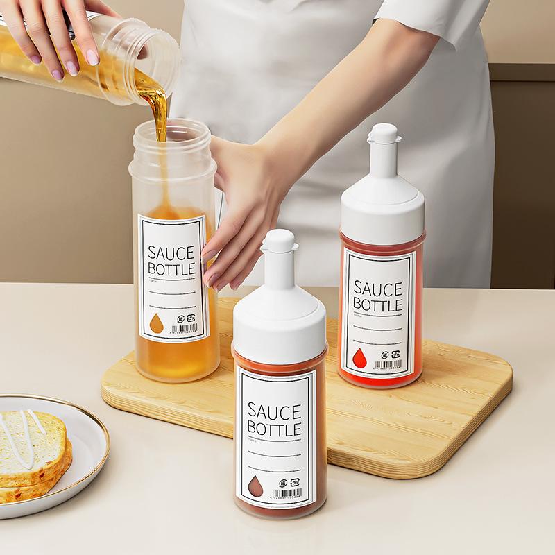 Condiment Squeeze Bottles 250/350/450Ml Ketchup Mustard Salad Sauce Dispenser With On Cap Lids Olive Oil Bottle Kitchen Gadget