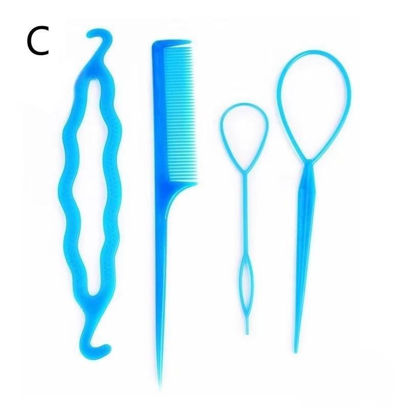 4Pcs Headgear Disc Hair Set Style Hair Extension Pin Hairs Stick Pointed Tail Comb Disc Hairs Set Styling Tools Braiders Styling