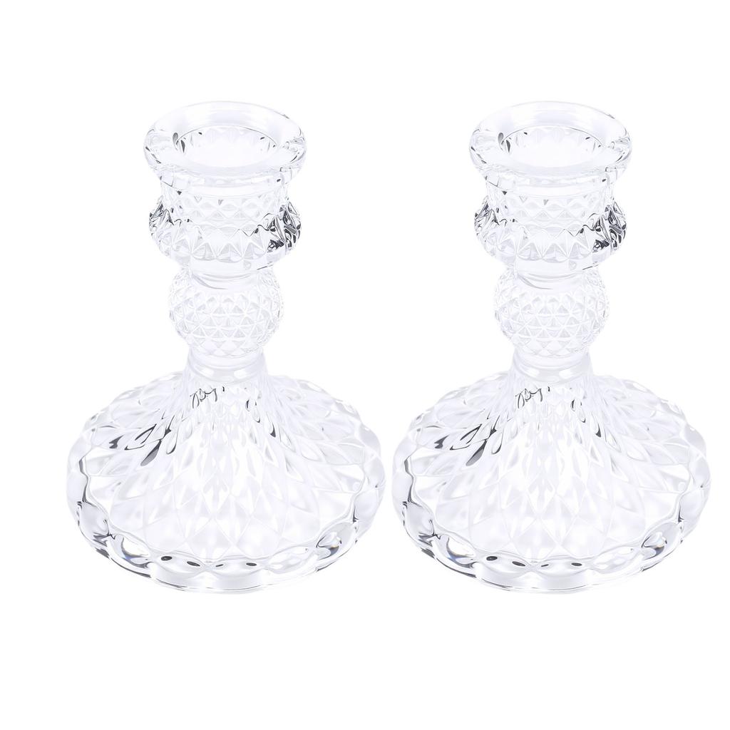 Candlestick Holders Set Clear Glass Taper Candle Holders for Wedding Party Romantic Dinner Festival Windowsill Decor