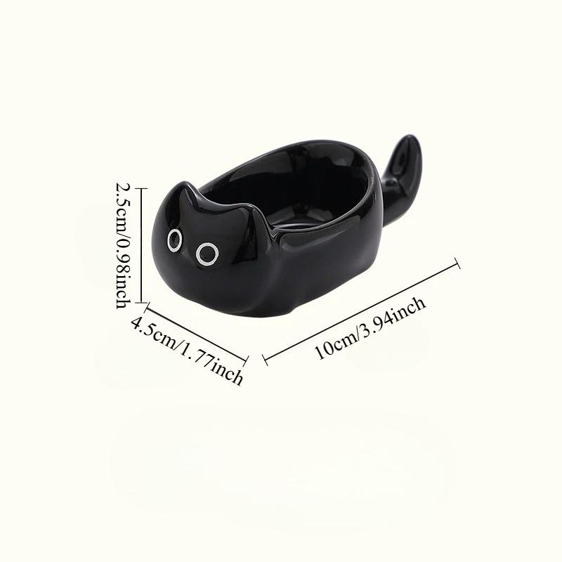 Ceramic Cat Dishes Dipping Plate Kitty Shaped Mini Sauce Dish Side Small Bowl Home Diningware Kitchen Table Decorative Cat Bowl