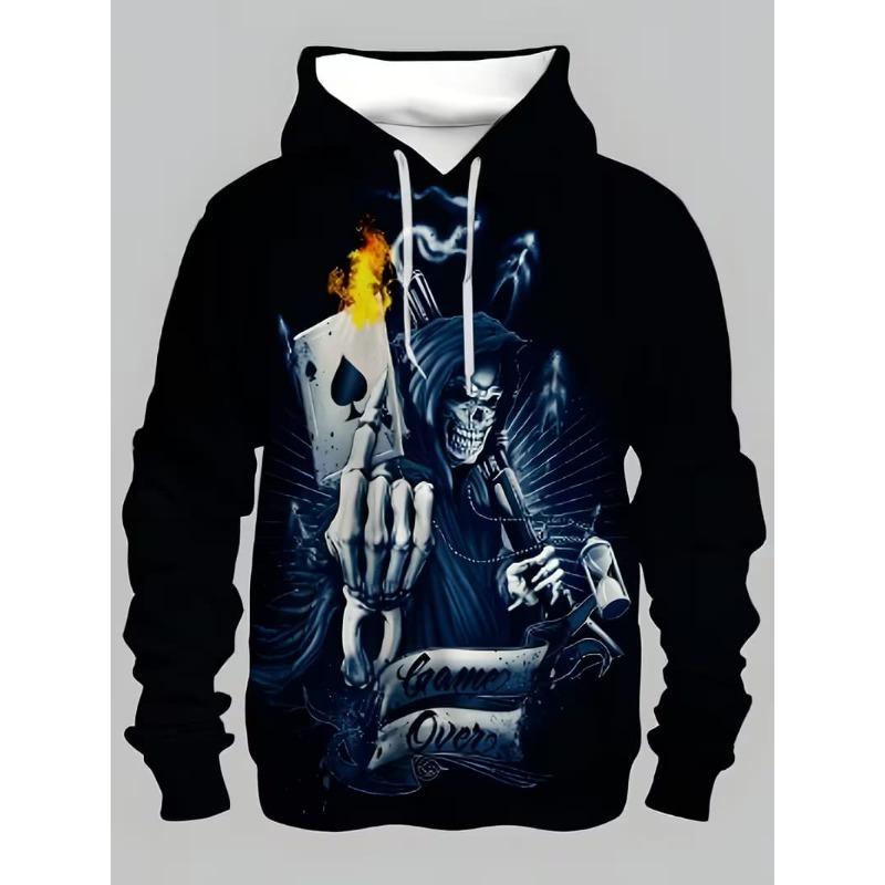 Men s 3D striped print long-sleeve hoodie, comfortable, breathable and versatile men s top M