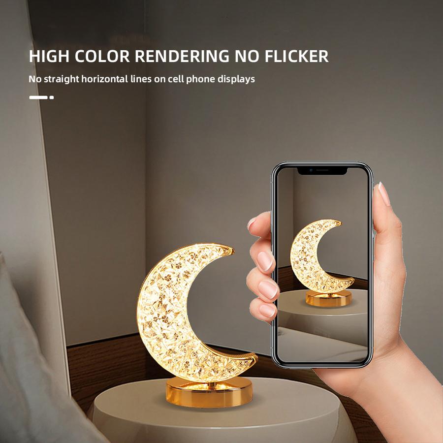 Lunar LED Night Light, Dimmable Bedroom Lamp, USB Powered Ambient Lighting for Desk, Camping, Gift, 3 Color Changing Mood Lamp