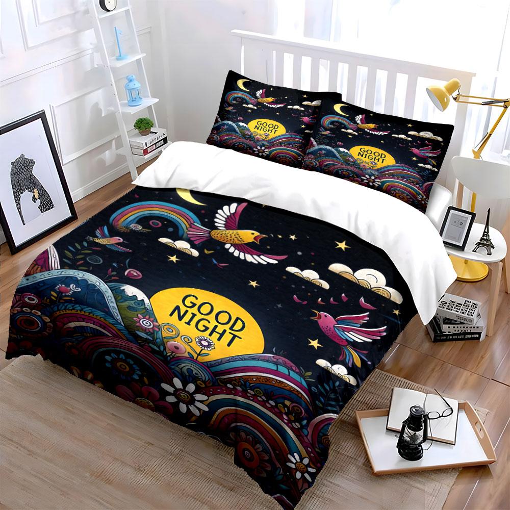 Birds, rainbows, and stars. Bedding sets Duvet cover sets Duvet covers Pillowcases(1 * Duvet Cover 2 * Pillowcases without duvet insert)