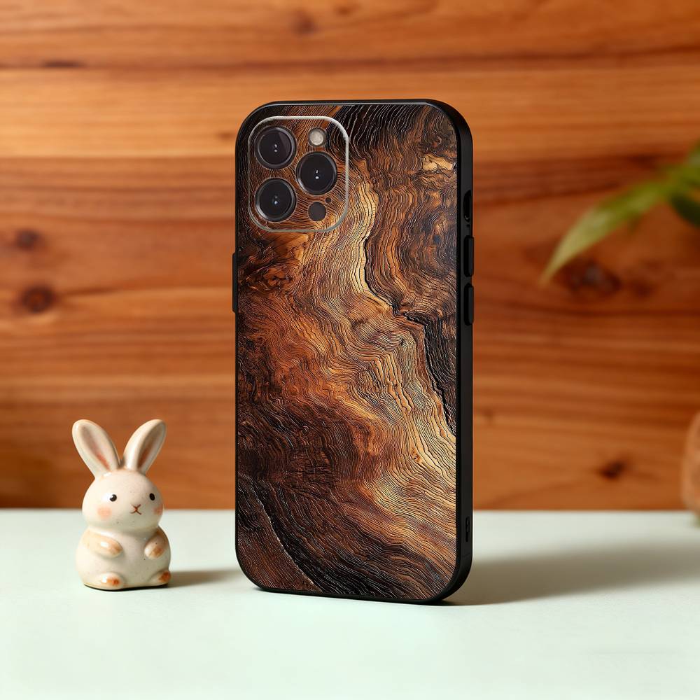 N-Natural W-Wood G-Grain Art Phone Case For iPhone17,16,15,14,13,12,Plus,Pro Max, 5G Others Soft Black Cover