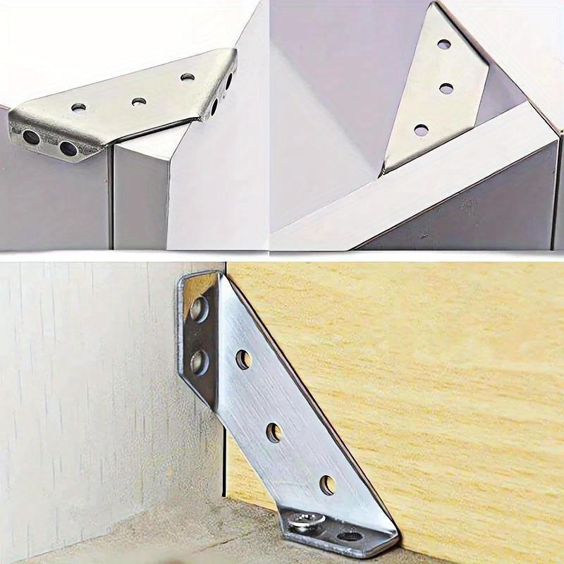 20pcs Universal Furniture Corner Connector Stainless Steel Corner Brace with Screws Heavy Duty Angle Shelf Brackets