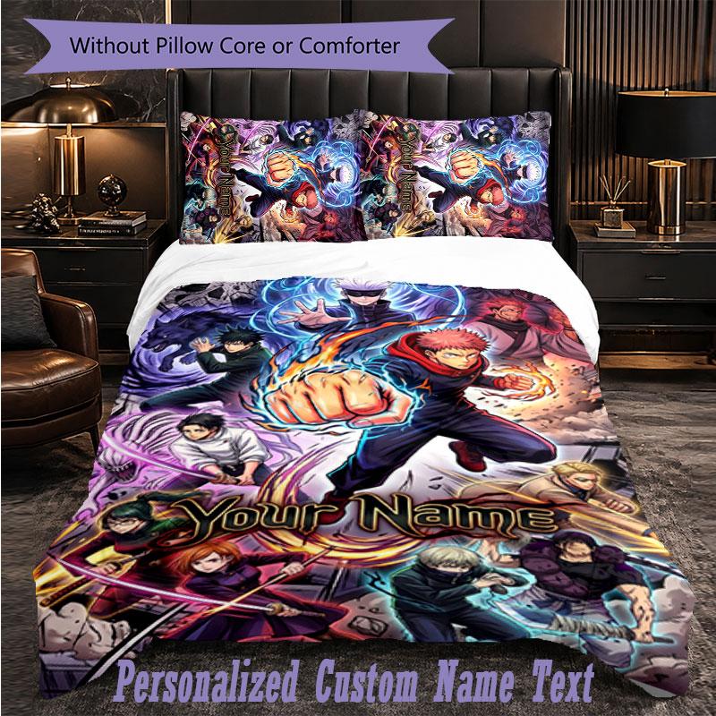 3Pcs Bedding SetJujutsu Kaisen Custom Text Duvet Cover Pillowcase Set Bedroom Gift