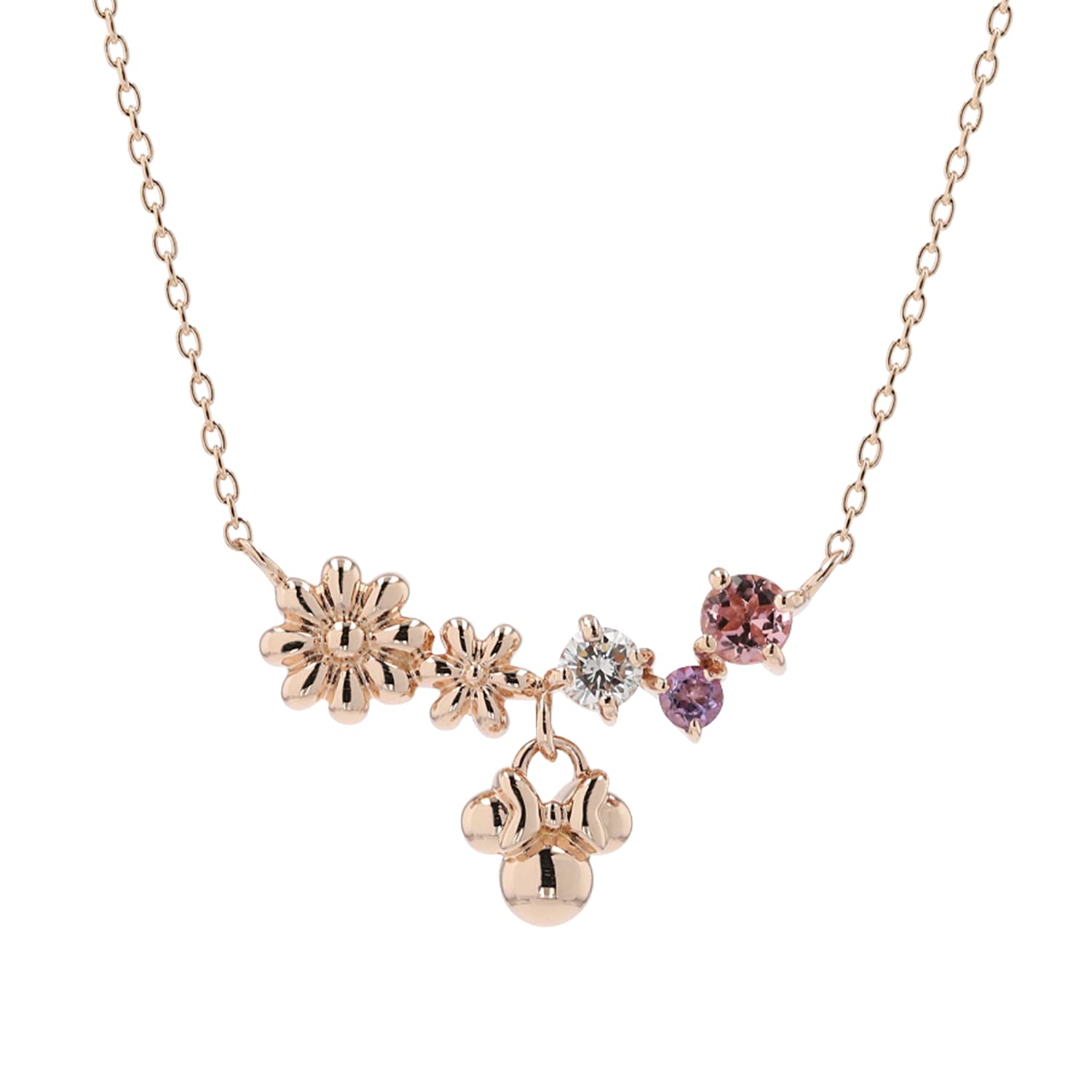 

Minnie Pendant Necklace 10K Pink Gold Diamond Pink Tourmaline Light Amethyst Flower DPCDS20219 [Disney] рожевий