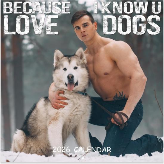 2026 Wall Calendar - Calendar 2026, 12 Monthly Calendar 2026 from Jan. 2026 - Dec. 2026, 24  x 12  (Open), Men & Dog Calendar 2026, Funny Wall