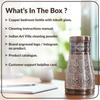 Pure Copper Bedroom Water Bottle with Inbuilt Glass, Dark Embossed Design, Bedside Carafe, Ayurvedic Health Benefits, 950 ML (Pack of 1)