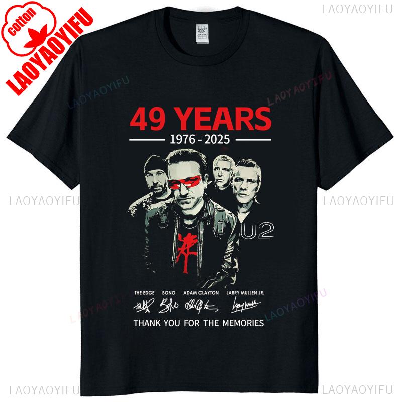 Maglietta Grafica Anniversario U2 Band 49 Unisex 19762026 Vintage Rock Tribute Firma Maglietta Casual Street Style Abbigliamento Musicale