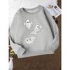 Girls' Stylish Round-Neck Sweatshirt, Casual Print Top