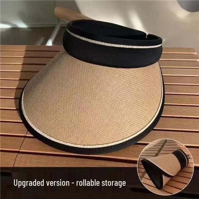 Women's 2026 Summer Sunshade Hat: Large Brim, UV Protection, Face Covering, Open-Top Straw Design