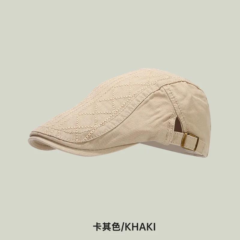 Men's Berets Boina Fashion Hat Masculina Plaid Style Gorro Casual Hats Cotton Boinas Solid Color Beret for Men Cap 6 Colors