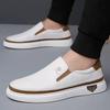 Fashion Summer Fashionable Comfortable Men's Shoes New Versatile White Shoes Leather Breathable Soft Soled Cowhide Leather Board Shoes