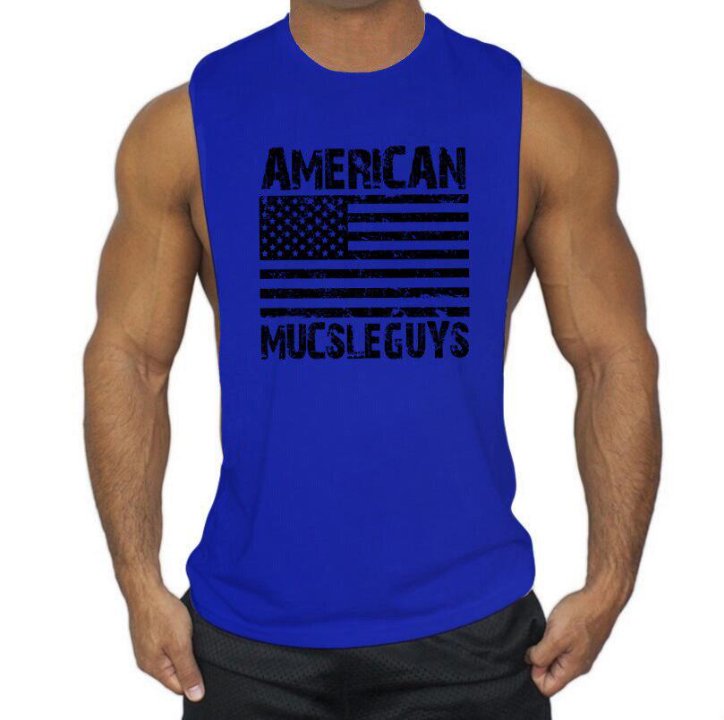

Muscleguys с американским флагом, дизайн для фитнеса, Мужская майка, бодибилдинг, спортивная одежда, спортивная одежда, жилет, хлопковая майка-стрингер XXL синий
