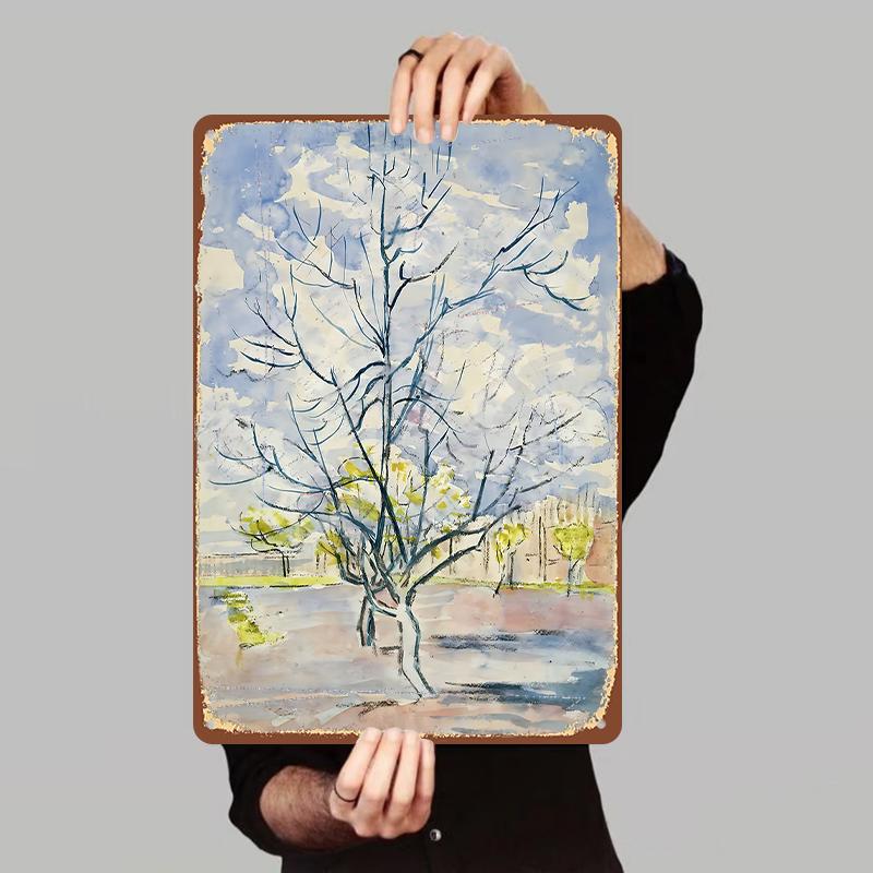 Abstract Art Tree Branch Landscape Metal Wall Art Modern Minimalist Home Decor Hanging Ornament 7.9x11.8In(20x30cm)