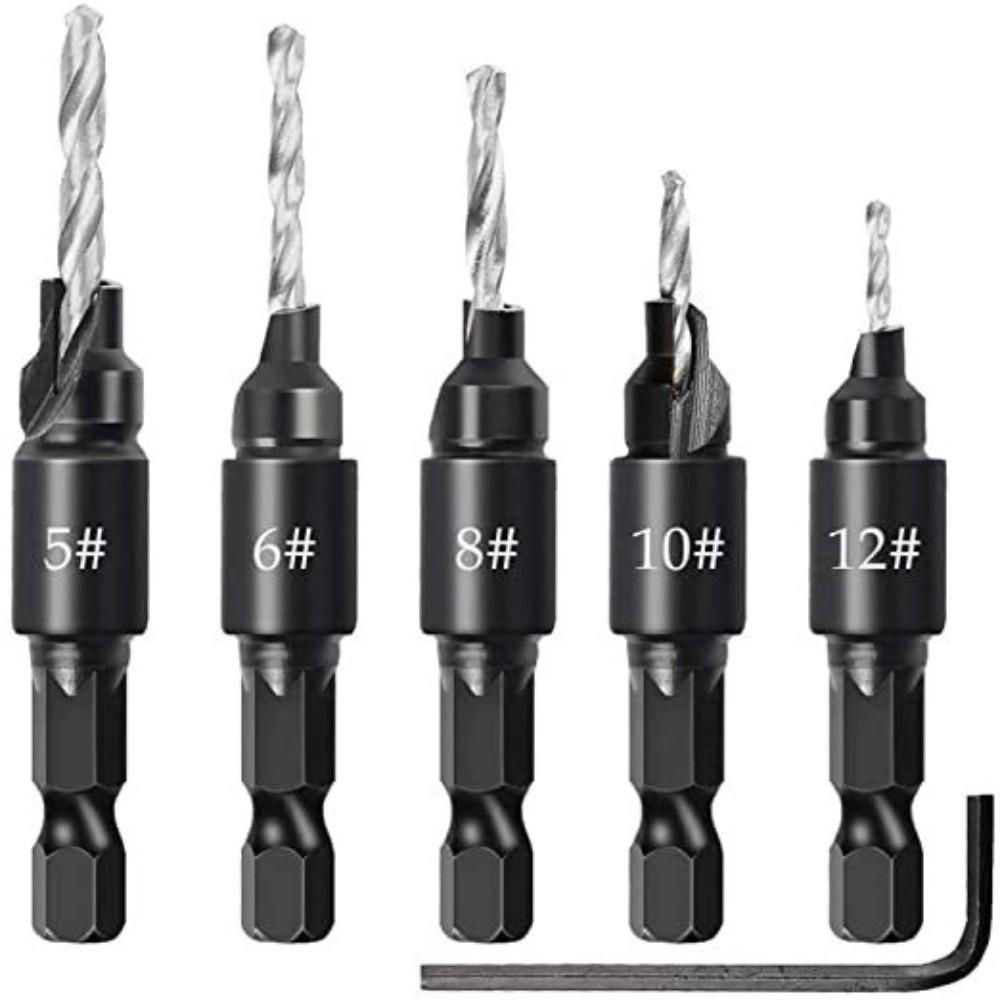 11pcs 1/4 Inch Hex Shank Counterbore Drill Bit Set Quick Change Chamfer Drill Bit Set  Woodworking
