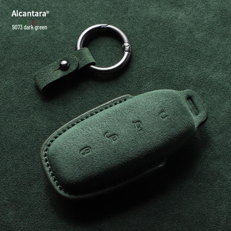 Full-Coverage Suede Key Case for BYD D9, N7, N8, and X with Side Snap Button