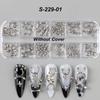 New 12 Grids Nail Charms Silvery Golden Alloy Nail Decor Y2K Self-Adhesive Manicure Accessories