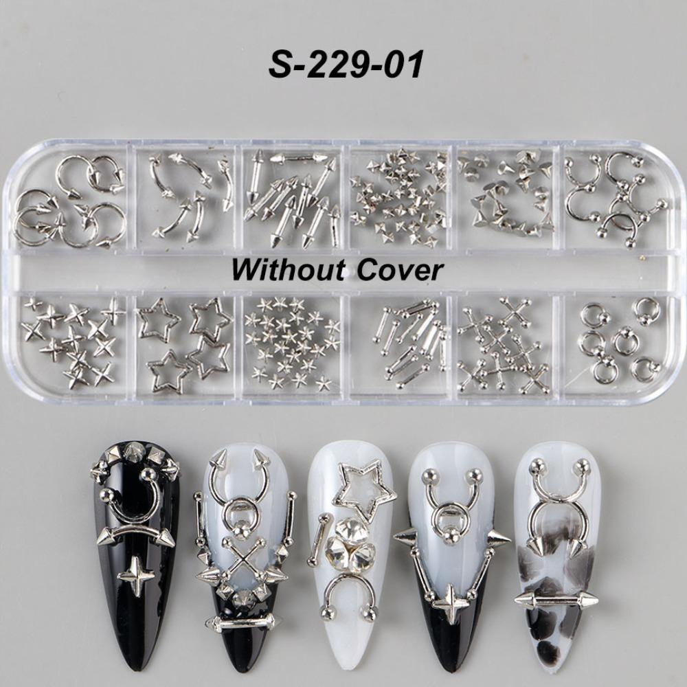 

Y2K Pierced Rivets Silvery Golden Manicure Accessories Fashion Nail Charms S-229-01
