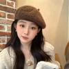Solid Color Beret Hat Hollow Out Hollow Out Hat Stylish Double Layer Beret  Autumn Winter