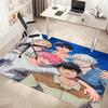1pc Kpopo Plave Print Area Rug - Soft, Washable Non-Slip Indoor Mat, Living Room, Home Office Decorative Rug,Office Decorative