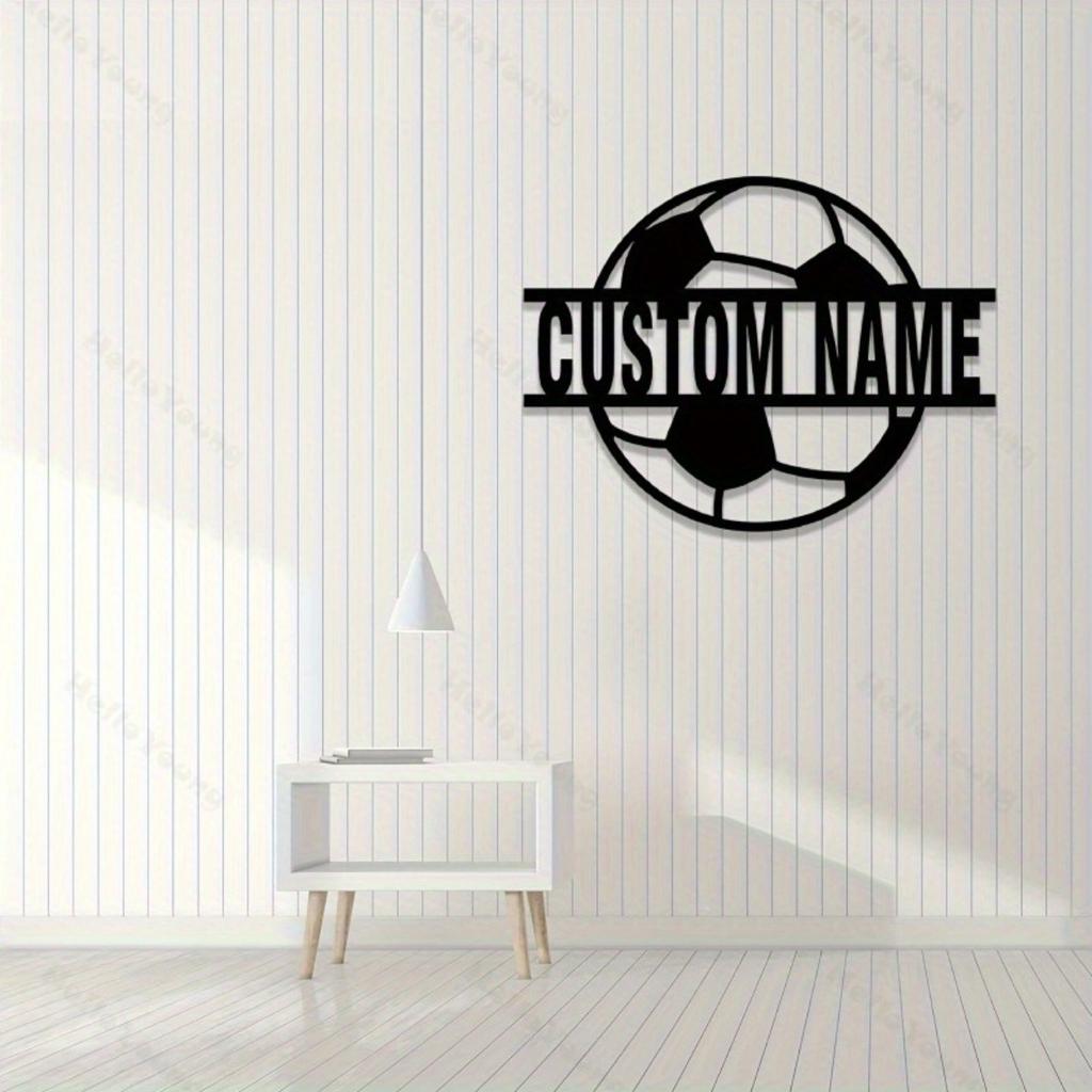 Metall Wandkunst Fußball Silhouette Personalisierbares Sportschild Haus Garten Eingang Küchen Dekoration