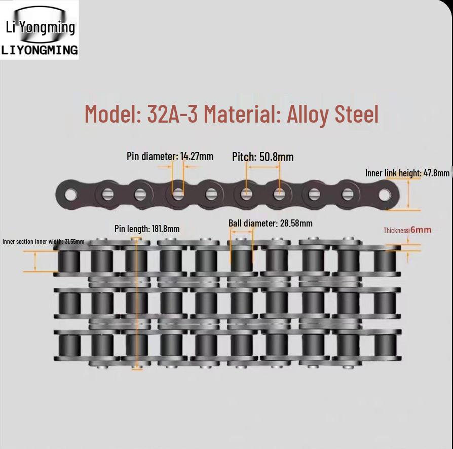 Elephant Brand Alloy Steel 45 Manganese Transmission Chains: Three-Row, 06B, 08B, 10A, and More.