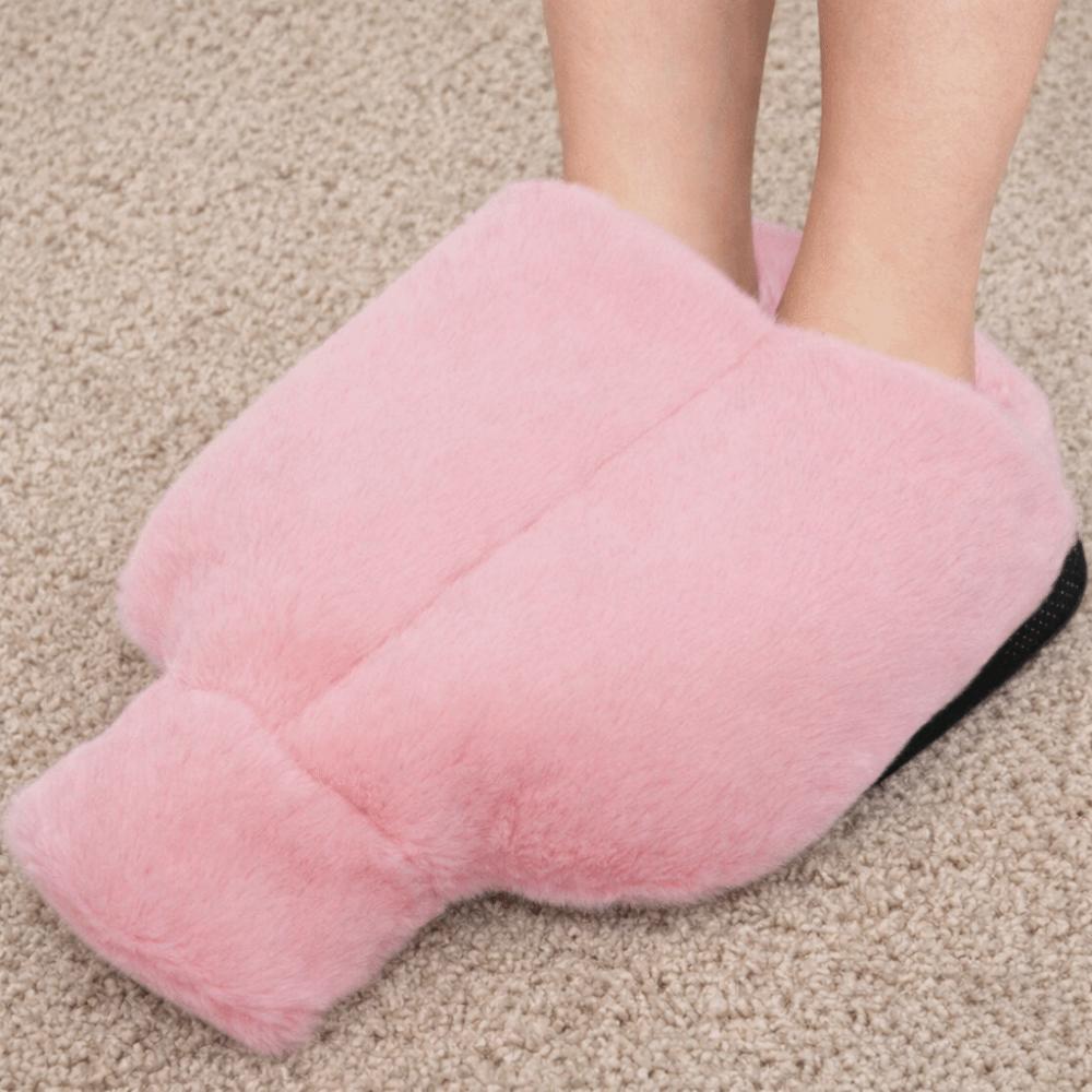 Safe Water-filled Rubber Foot Warmer with Plush Cover Anti-slip Foot Heating Pad Soft Explosion Proof Feet Warmer Sofa