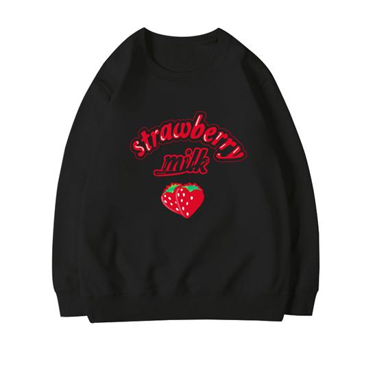 Tumblr Harajuku Kawaii Клубничная толстовка с капюшоном и буквами для женщин Kpop шикарные милые розовые толстовки теплая толстовка повседневный топ для девочек S чёрный 1189₽