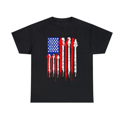 American Flag of Guitar Necks Unisex Short Sleeve Tee
