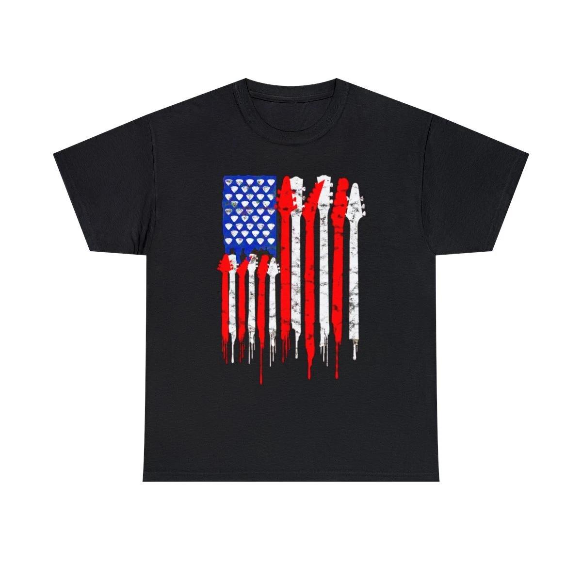American Flag of Guitar Necks unisex Short Sleeve Tee S