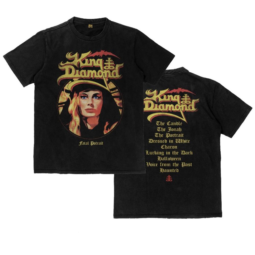 Carton King Diamond Band Fatal Portrait Heavy Metal T-shirt Thick T-shirt Cotton Men's and Women's Casual Print Short Sleeves