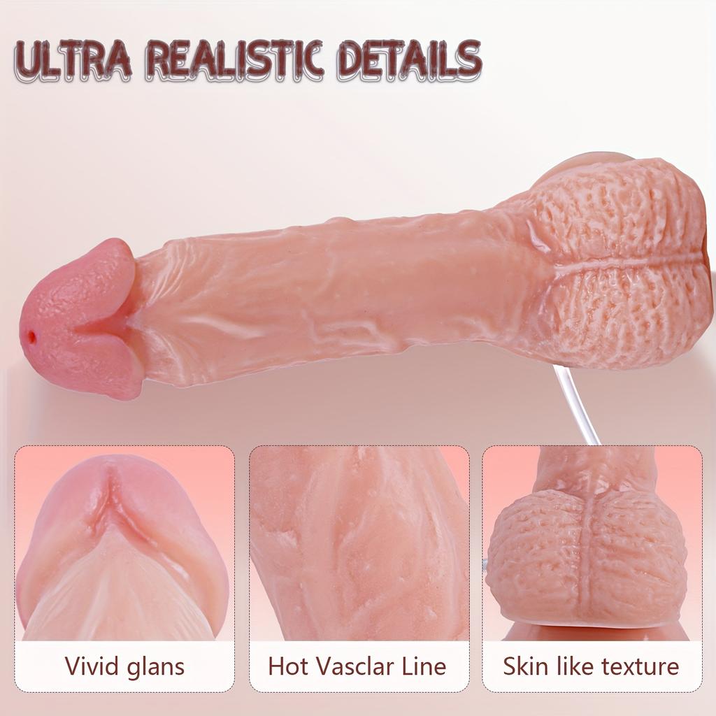 8.3 Inch Realistic Silicone Dildo with Curved Shaft – Skin Texture Design, Refillable Liquid Feature, Strong Suction Cup, Hands-Free Adult Toy